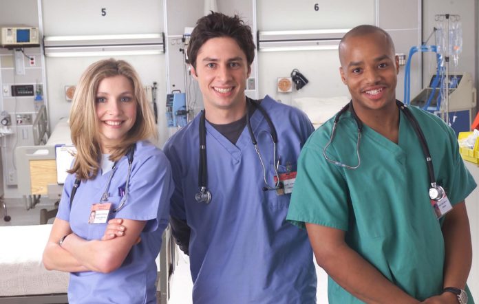 Zach Braff, Sarah Chalke and Donald Faison in Scrubs