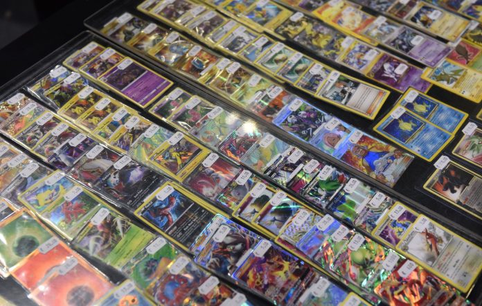 Pokémon cards for sale at the Pokemon European International Championships in 2017.